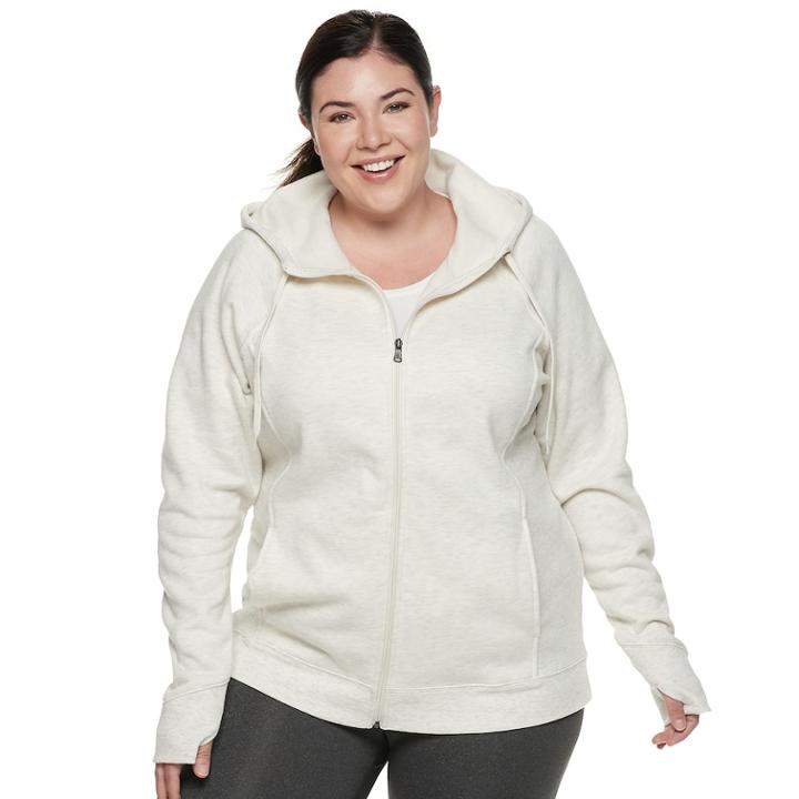 Plus Size Tek Gear&reg; Hooded Fleece Jacket, Women's, Size: 1xl, Light Grey