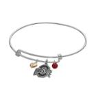 Fiora Sterling Silver Ohio State Buckeyes Charm Bangle Bracelet, Women's, Red