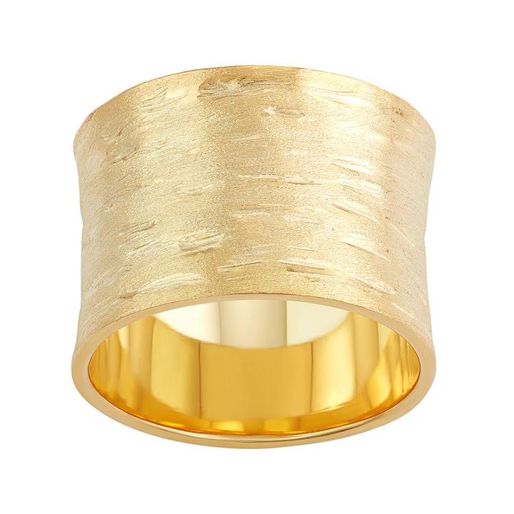 18k Gold Over Silver Textured Cigar Band Ring, Women's, Size: 8, Yellow