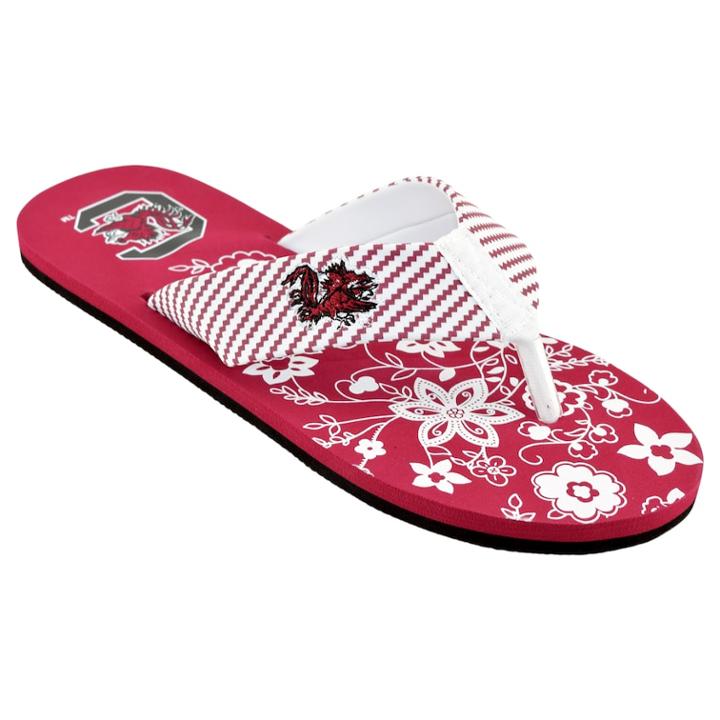 Women's South Carolina Gamecocks Floral Flip Flop Sandals, Size: Xl, Multi