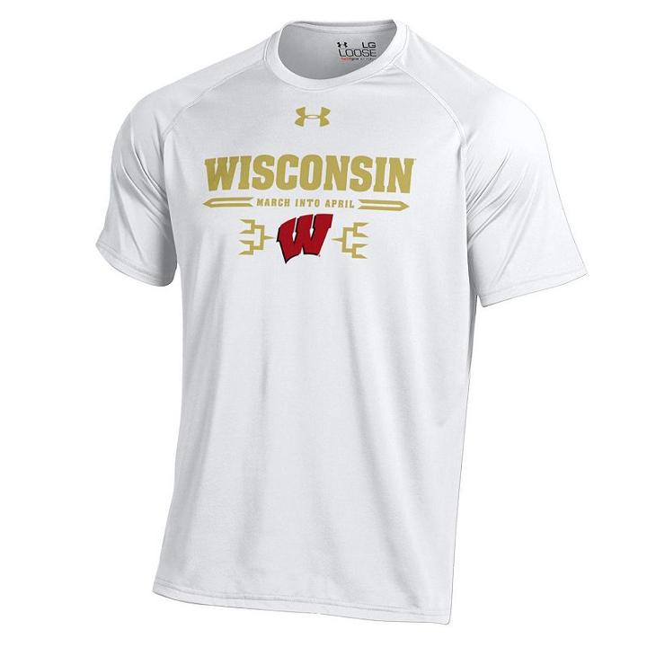 Men's Under Armour Wisconsin Badgers Selection Sunday Tech Tee, Size: Small, White