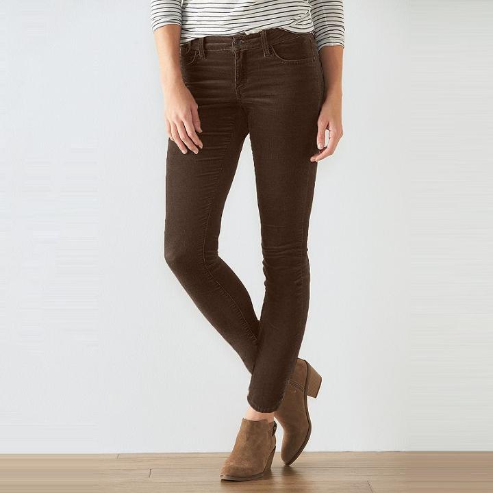 Women's Sonoma Goods For Life&trade; Corduroy Skinny Pants, Size: 16 Short, Brown