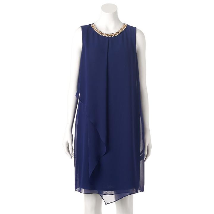 Women's Msk Flutter Shift Dress, Size: 10, Blue (navy)