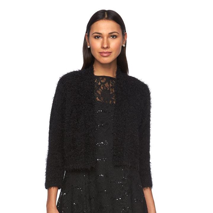Women's Ronni Nicole Eyelash Open-front Shrug, Size: Small, Black