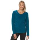 Women's Tek Gear&reg; Microfleece V-neck Sweatshirt, Size: Medium, Med Blue