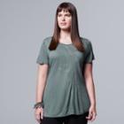 Plus Size Simply Vera Vera Wang Crochet Tee, Women's, Size: 1xl, Green