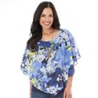 Ab Studio, Women's Print Chiffon Popover Top, Size: Small, Ovrfl Oth