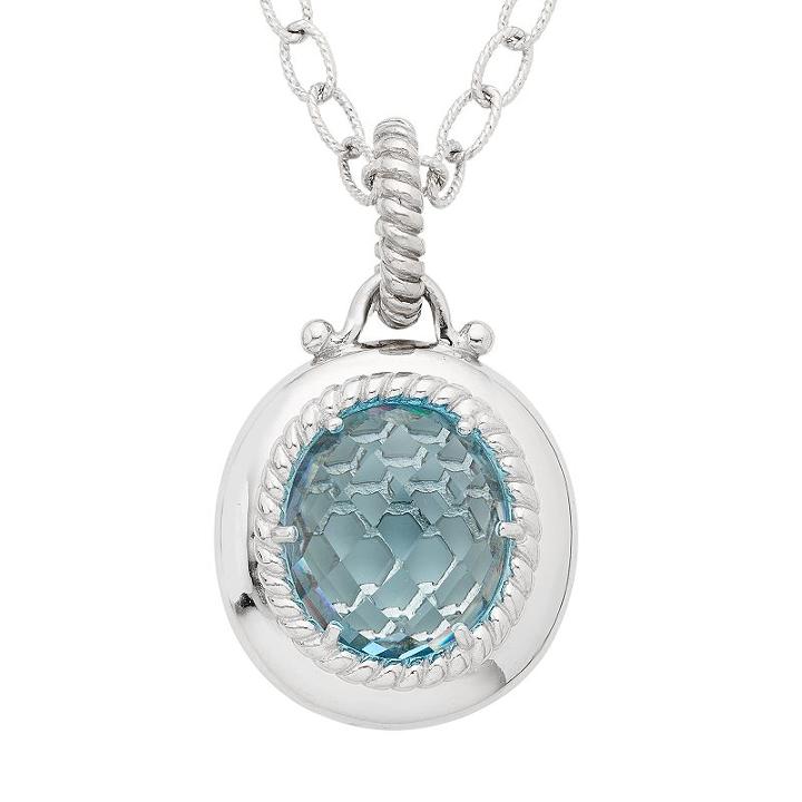 Sterling Silver Blue Topaz Pendant Necklace, Women's, Size: 18