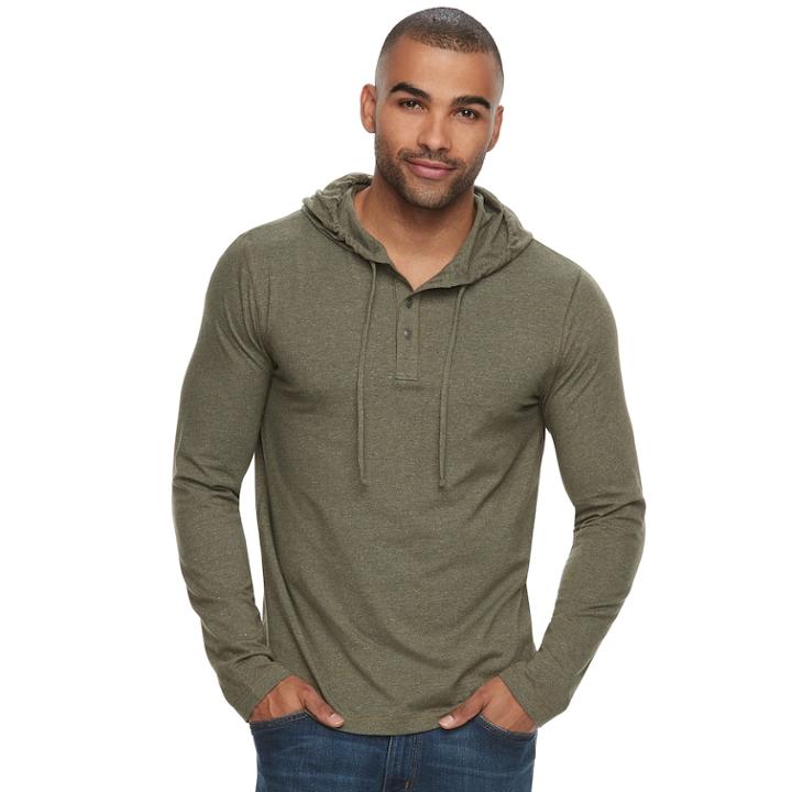 Men's Sonoma Goods For Life™ Supersoft Classic-fit Henley Hoodie, Size: Xl, Dark Green
