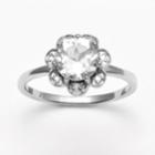 Sterling Silver White Topaz Diamond Accent Flower Ring, Women's, Size: 7