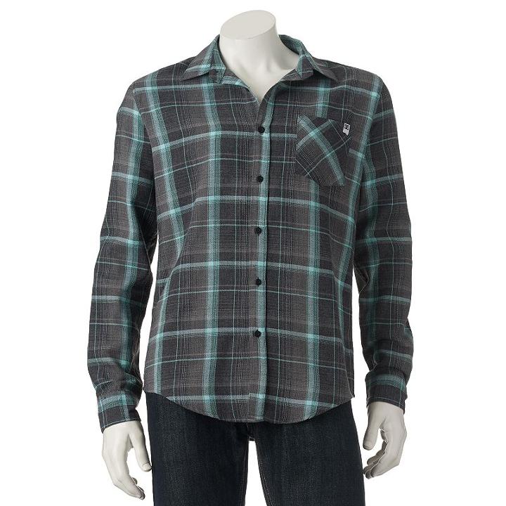 Men's Dc Shoe Co Atlas Woven Button-down Shirt, Size: Small, Lt Green