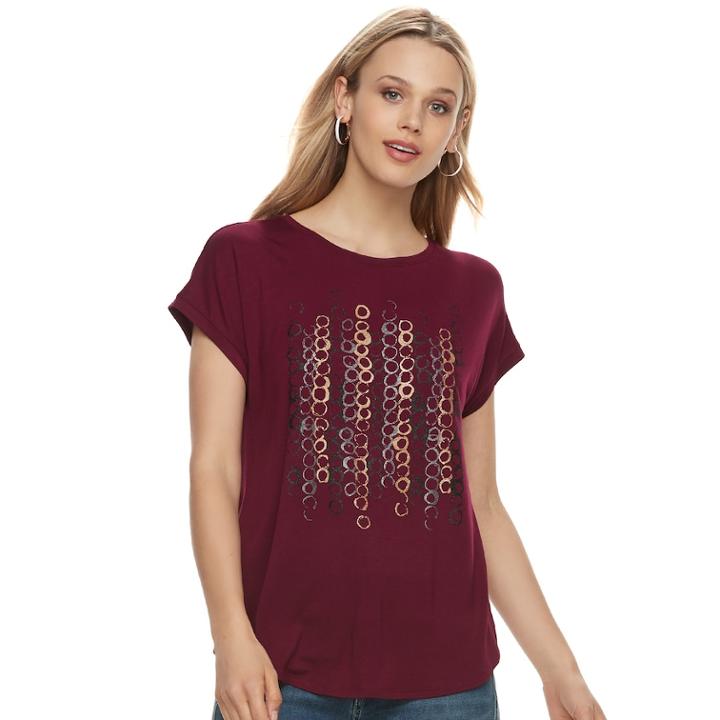 Women's Apt. 9&reg; Graphic Tee, Size: Small, Dark Red