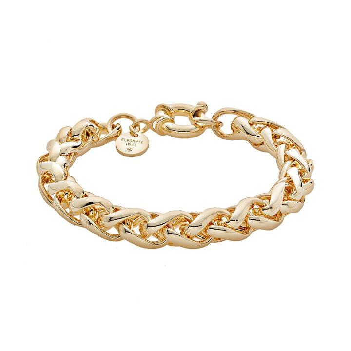 Elegante 18k Gold Over Brass Cubic Zirconia Byzantine Chain Bracelet, Women's, Yellow