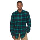 Men's Sonoma Goods For Life&trade; Plaid Flannel Button-down Shirt, Size: Medium, Med Green