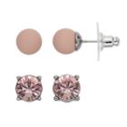 Simply Vera Vera Wang Ball & Simulated Crystal Nickel Free Stud Earring Set, Women's, Pink