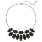 Black Faceted Oval Necklace, Women's