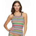 Women's Apt. 9&reg; Geometric Stripe Racerback Tankini, Size: Small, Ovrfl Oth