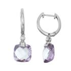Sterling Silver Amethyst & White Topaz Hoop Drop Earrings, Women's, Purple