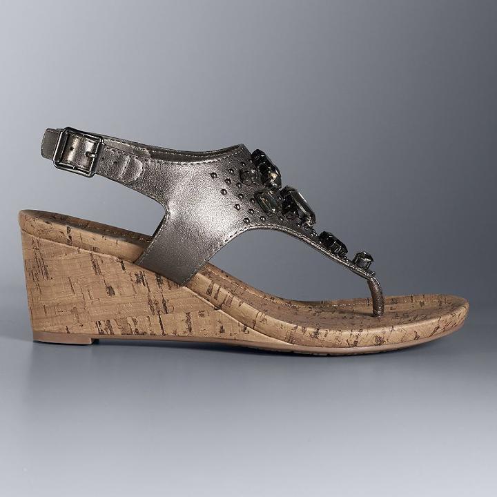 Simply Vera Vera Wang Betty Women's Wedge Sandals, Size: 10, Grey (charcoal)