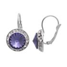Illuminaire Crystal Silver-plated Halo Drop Earrings - Made With Swarovski Crystals, Women's, Purple