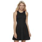 Juniors' So&reg; Textured Solid Skater Dress, Girl's, Size: Medium, Black