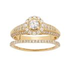 14k Gold 1 Carat T.w. Igl Certified Diamond Flower Engagement Ring Set, Women's, Size: 7.50, White