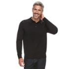 Men's Croft & Barrow&reg; Fine-gauge Polo Sweater, Size: Large, Black