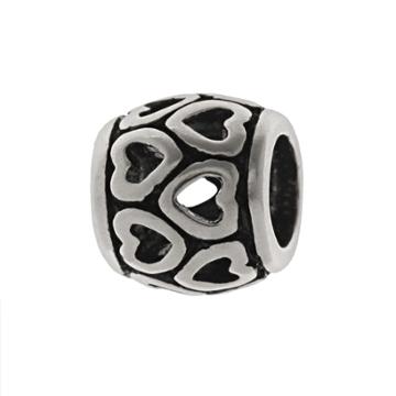 Individuality Beads Sterling Silver Heart Spacer Bead, Women's, Grey