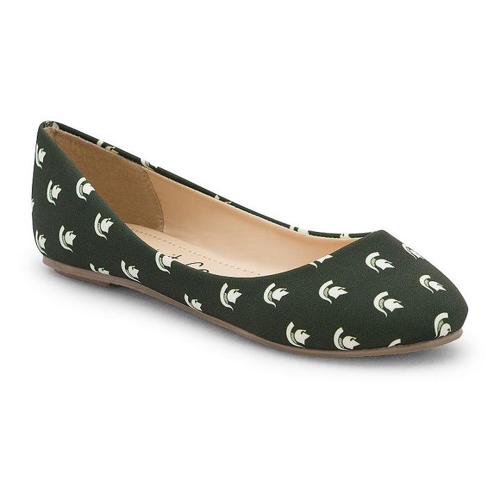 Women's Spirit Co. Michigan State Spartans Logo Ballet Flats, Size: 7, Dark Green