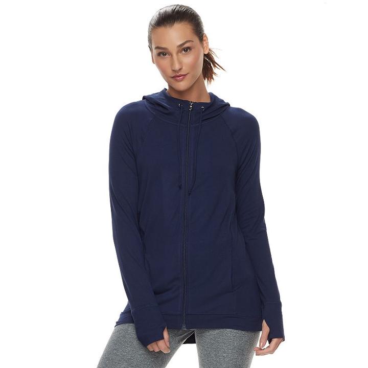 Women's Tek Gear&reg; Jersey Jacket, Size: Medium, Dark Blue