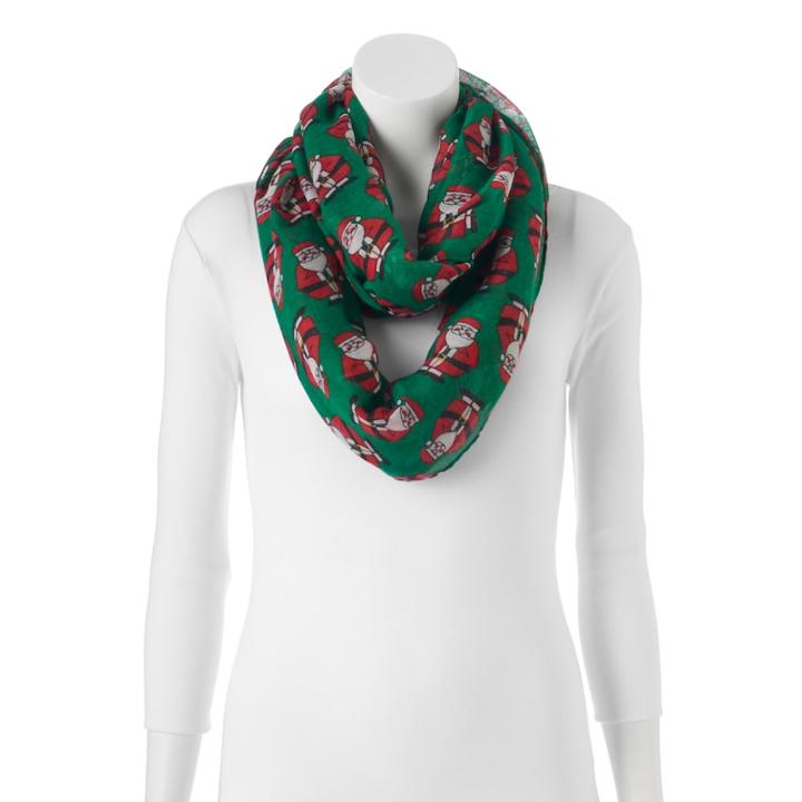 Santa Claus Infinity Scarf, Women's, Green