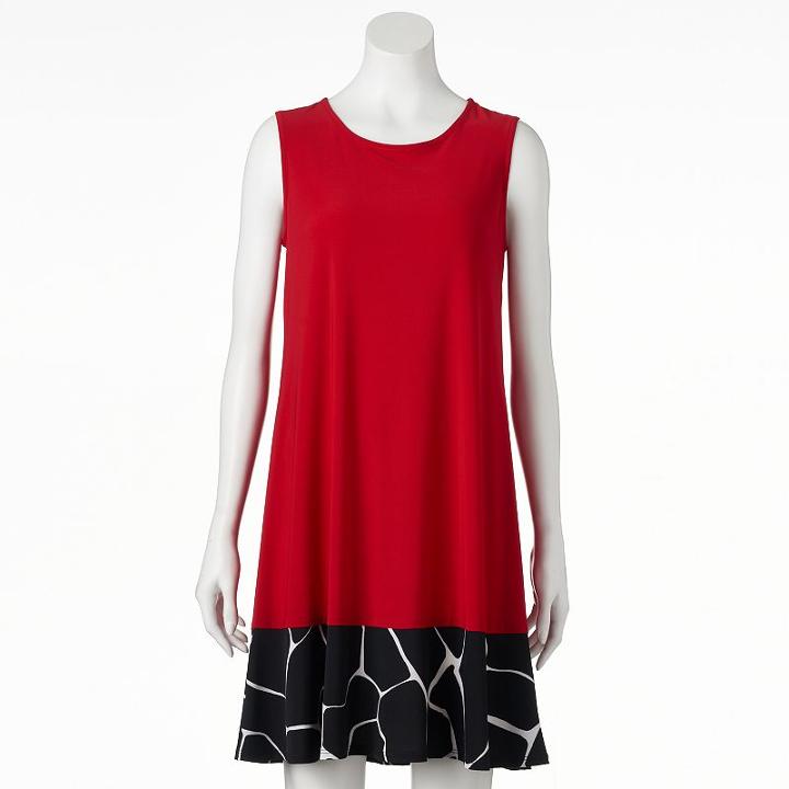 Women's Msk Contrast Shift Dress, Size: Large, White Oth