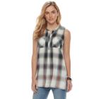 Women's Sonoma Goods For Life&trade; Plaid Sleeveless Tunic, Size: Small, Med Green