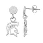 Dayna U Sterling Silver Michigan State Spartans Hammered Post Drop Earrings, Women's, Grey