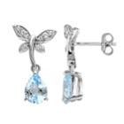 Stella Grace Laura Ashley Sterling Silver Topaz & White Sapphire Dragonfly Drop Earrings, Women's, Blue