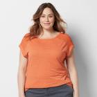 Plus Size Sonoma Goods For Life&trade; Lave Yoke Linen-blend Tee, Women's, Size: 3xl, Drk Orange