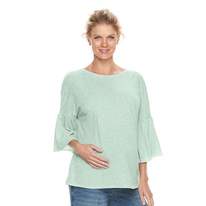 Maternity A:glow Boxy Bell Sleeve Top, Women's, Size: Xs-mat, Brt Green