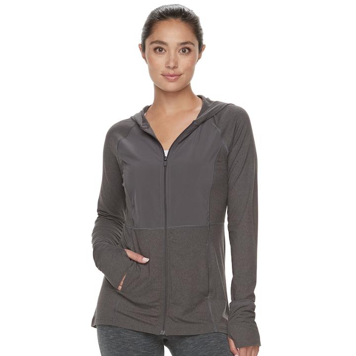 Women's Tek Gear&reg; Jersey Thumb Hole Jacket, Size: Small, Black