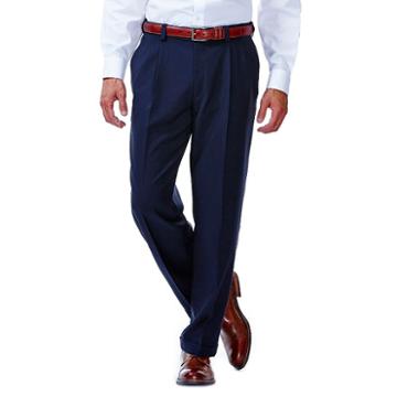 Men's Haggar&reg; Eclo&trade; Stria No-iron Classic-fit Pleated Comfort Waist Dress Pants, Size: 35x34, Blue