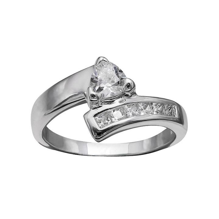 Primrose Sterling Silver Cubic Zirconia Bypass Ring, Women's, Size: 8