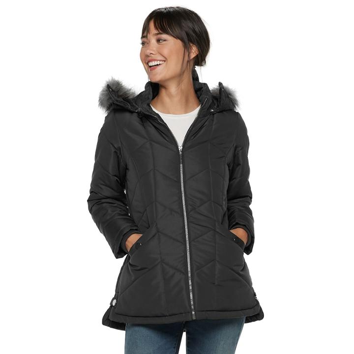 Women's D.e.t.a.i.l.s Hooded Quilted Jacket, Size: Small, Hematite