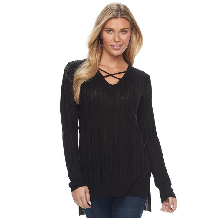 Women's Apt. 9&reg; Crisscross Ribbed Sweater, Size: Xs, Beige Over