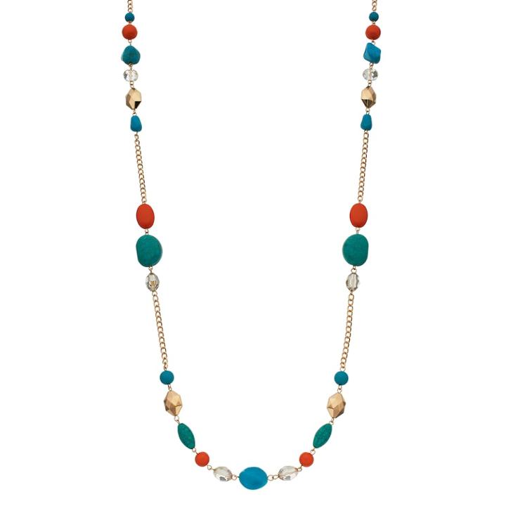 Reconstituted Turquoise Beaded Long Necklace, Women's, Multicolor