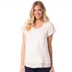 Maternity Pip & Vine By Rosie Pope Double-layer Tee, Women's, Size: L-mat, White Oth