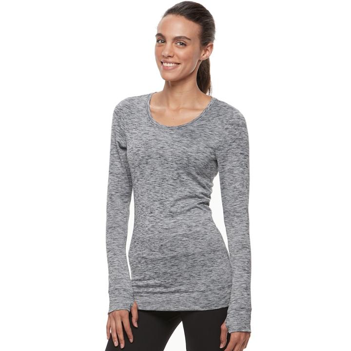 Women's Jockey Smart Heathered Long Sleeve Top, Size: Medium, Light Grey