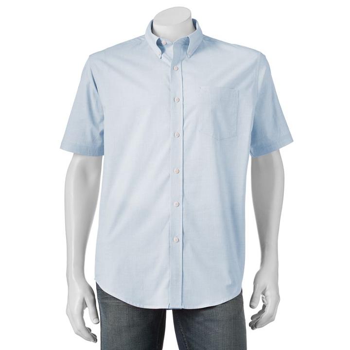 Big & Tall Croft & Barrow&reg; True Comfort Classic-fit Stretch Button-down Shirt, Men's, Size: L Tall, Med Blue