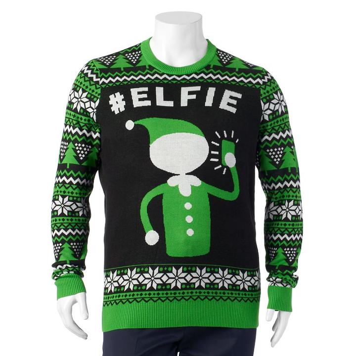 Big & Tall Patterned Sweater, Men's, Size: Xl Tall, Green