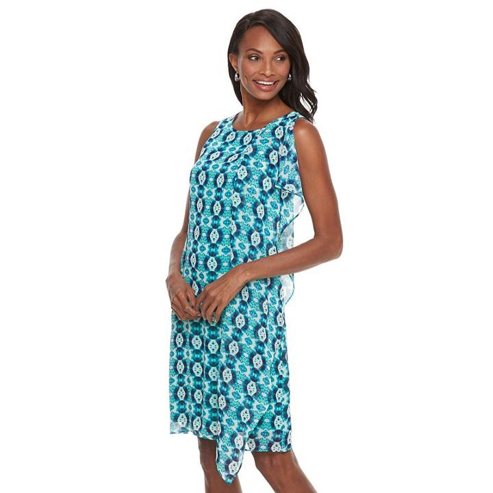 Women's Dana Buchman Cascade Overlay Shift Dress, Size: Xl, Brt Yellow