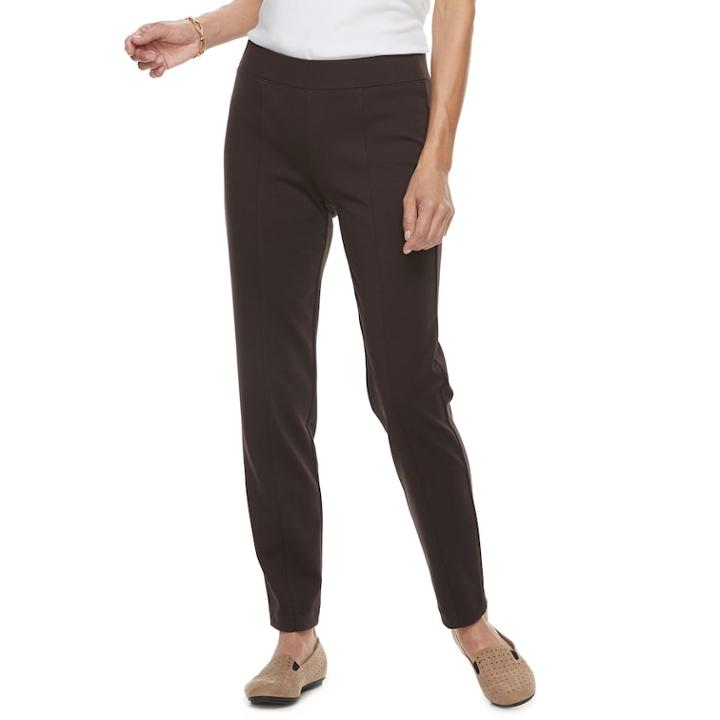 Women's Croft & Barrow&reg; Easy Care Straight-leg Ponte Pants, Size: Large, Oxford