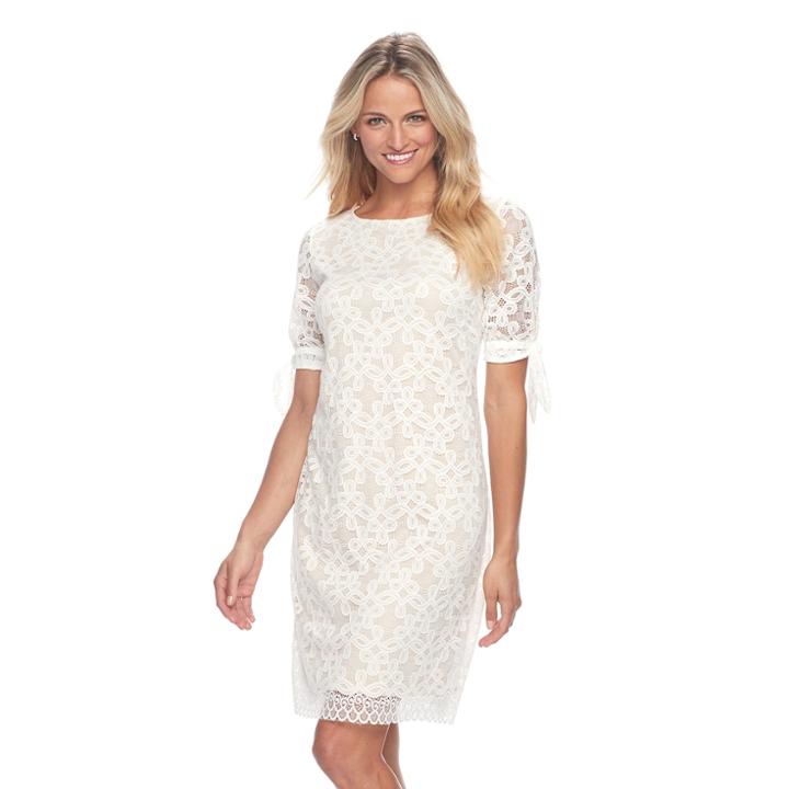 Women's Ronni Nicole Lace Shift Dress, Size: 12, Beige Over
